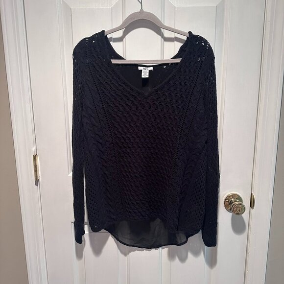 Bar II Black Knit Sweater with Sheer Open Back - Size Small - Picture 1 of 3